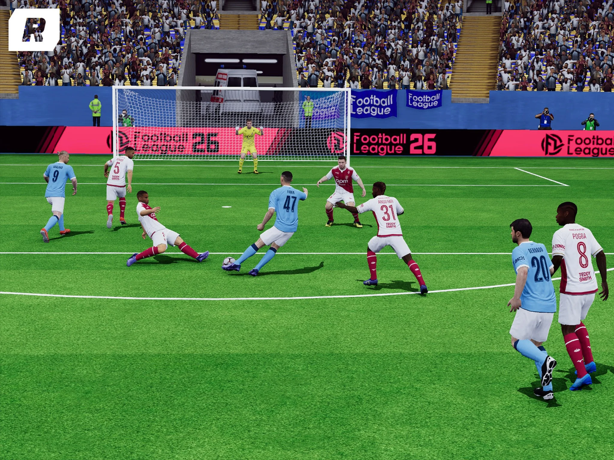 Goal attempt scene in Football League 2026
