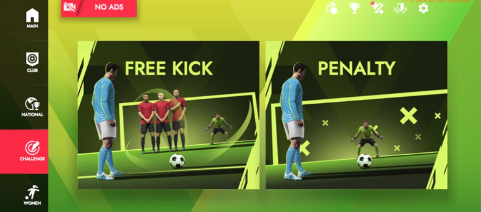 Skill training and penalty practice UI